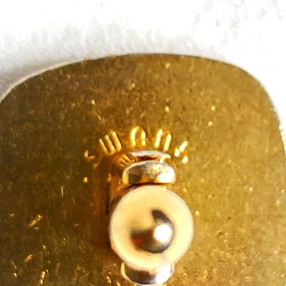 Swank Cufflinks Gold Tone Textured And Engraved Abstract Design Squares - Picture 6 of 7